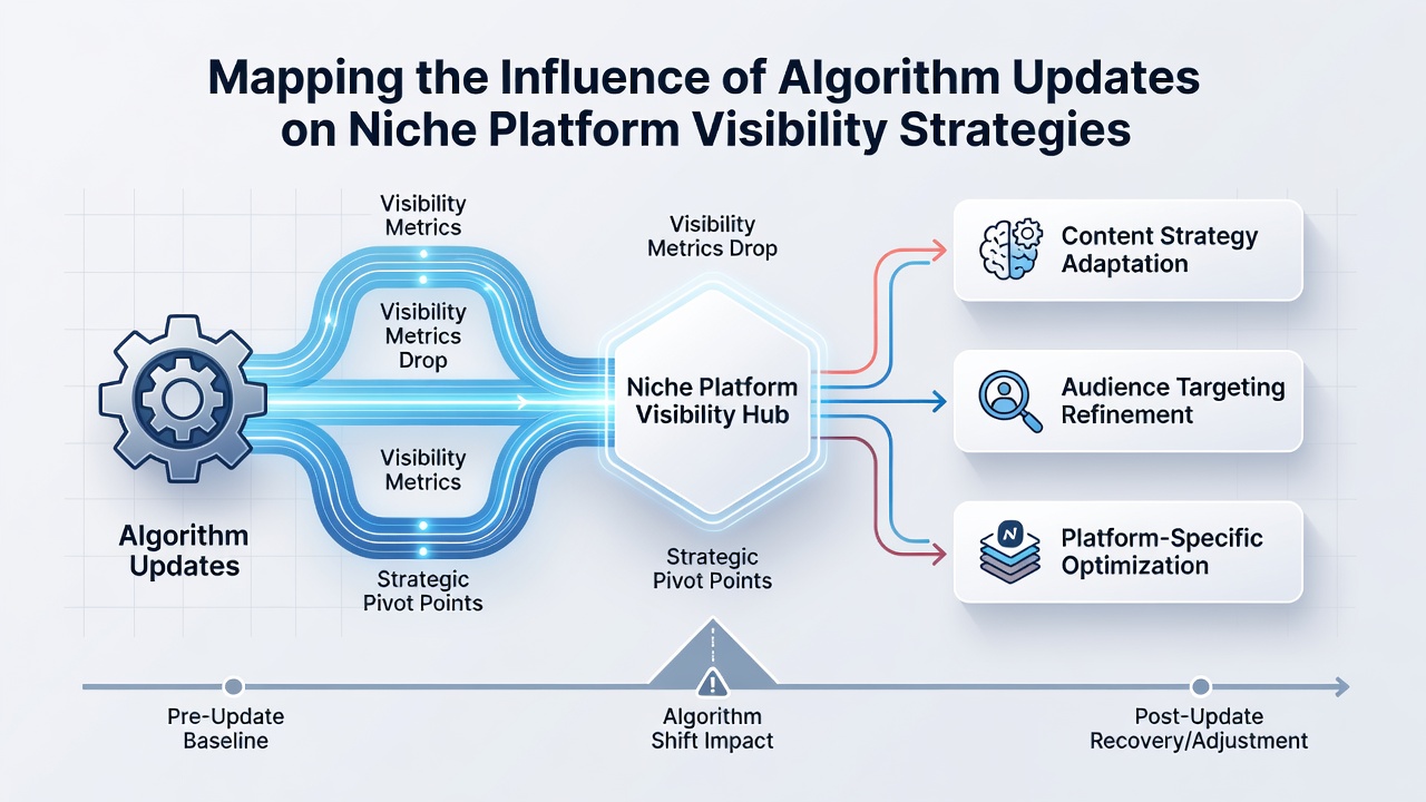 Graph illustrating visibility recovery timelines for niche platforms following algorithm changes